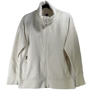 Get After It Cream Ribbed Full Zip Faux Neck Pockets Size S